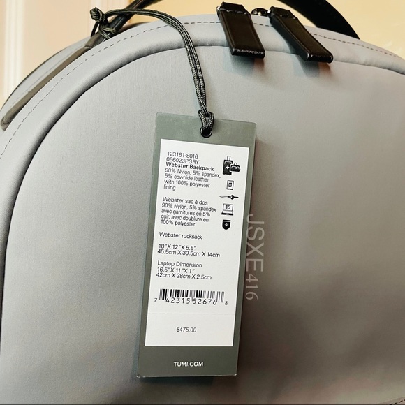Tumi Harrison Webster Backpack - Pieced Grey - Picture 13 of 13